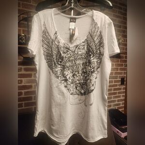 Harley-Davidson White Winged Graphic Tee